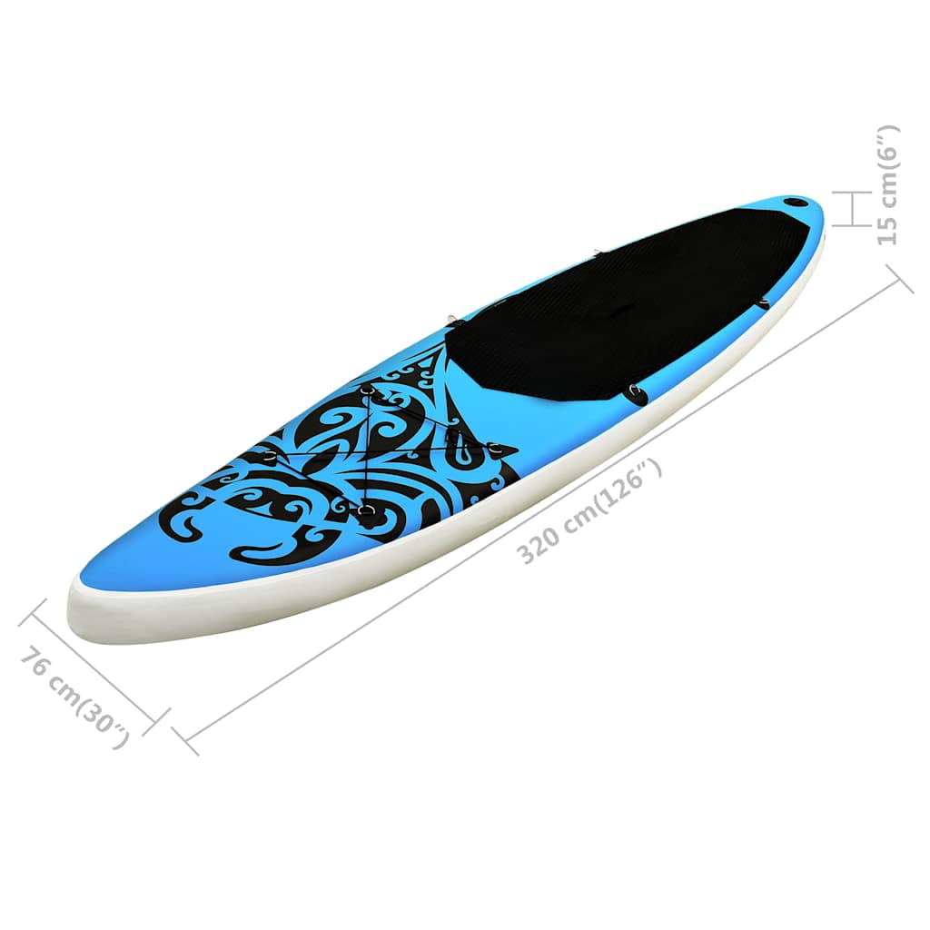 vidaXL Inflatable Stand Up Paddleboard Set 126"x29.9"x5.9" Blue