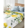 thumbnail image 4 of Lemon Eucalyptus Full Size Flat Sheet, Wrinkleproof & Fadeproof Cooling Flat Bed Sheet Only, Farm Flower Fruit Country Boho Summer Breathable Soft Bedding Top Sheets 81 x 96 Inches, 4 of 8
