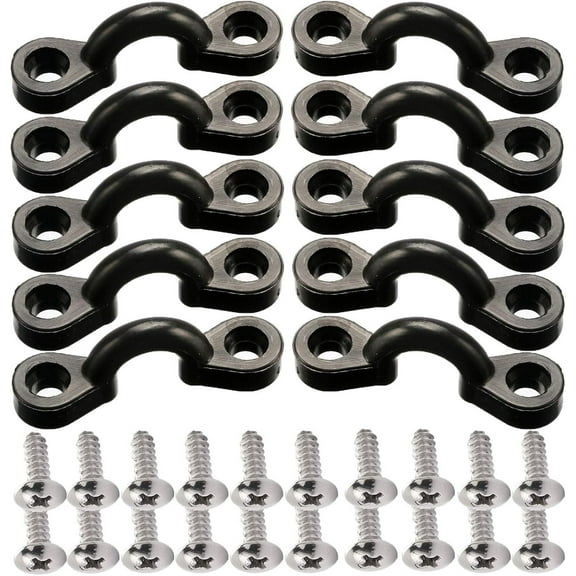 LQQBOX Kayak Pad Eye Kit, 10PCS Nylon Bungee Deck Loops Tie Down Pad Eye with 20 Screws for Boat Kayak Deck Rigging Kit