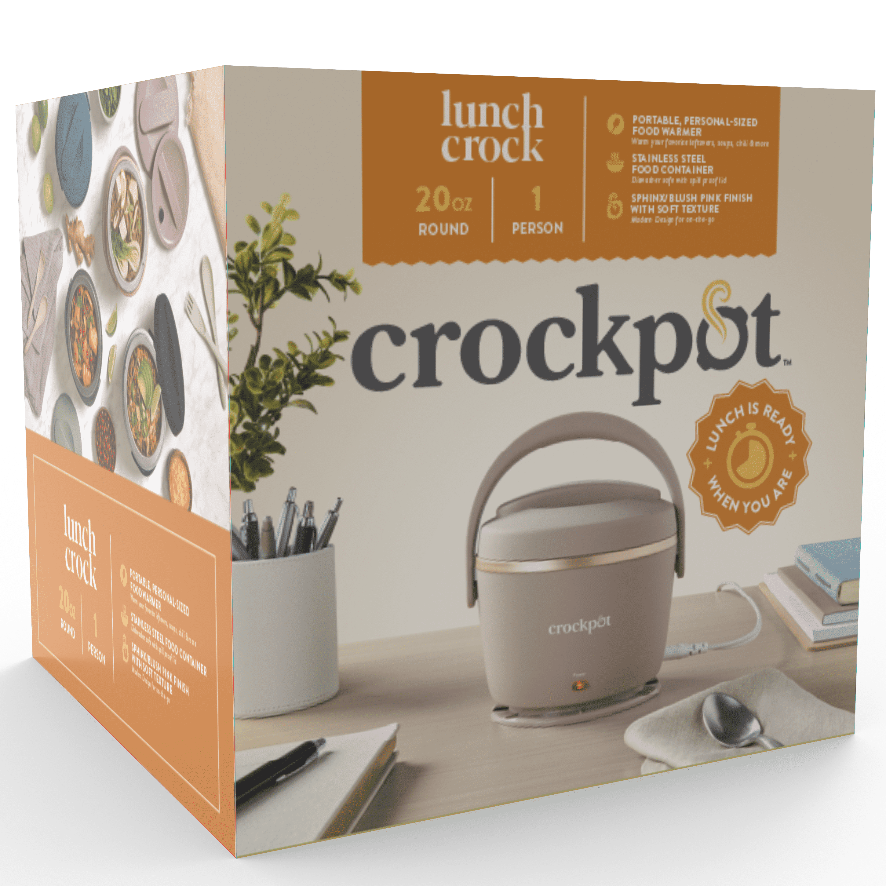 Travel Mini Crock Pot Lunch Crock Food Warmer, Pink, 20 Ounce,  Dishwasher-Safe