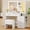 White, variant on FANRAL Vanity Desk with Mirror and Lights,Makeup Vanity with 5 Drawer & LED Glass Cabinet,3 Light Mode and Brightness Adjusted,Vanities Mirror with Light Desk and Chair,White Vanity