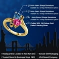 thumbnail image 2 of Gem Stone King 18K Yellow Gold Plated Silver Persian Blue Moissanite Pink Created Sapphire and Black Diamond Ring for Women (1.63 Cttw, Heart Shape 6MM, Gemstone Birthstone, Size 5), 2 of 6