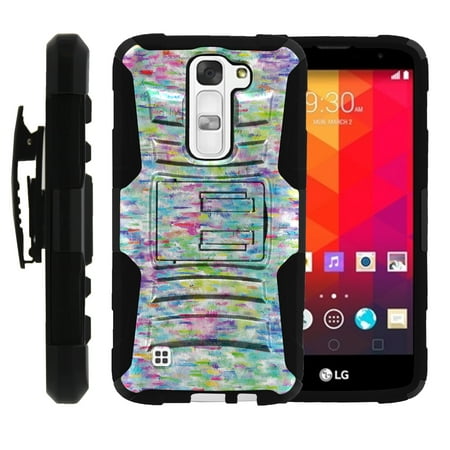 LG K7, LG Tribute 5 Miniturtle® Clip Armor Dual Layer Case Rugged Exterior with Built in Kickstand + Holster - Abstract Spring