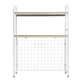 thumbnail image 6 of Modern White Desk Bookshelf Organizer with 2 Open Shelves ＆ Grid Plate, 39 inches Tall Metal Wood Dorm Desk Bookshelf Storage Shelves, 6 of 9