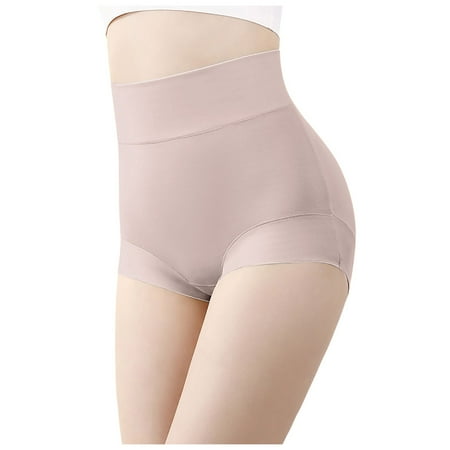 YHGFVOKJ Womens Underwear Full Coverage Breathable Solid High Waisted Classic Brief Stretch Lift Tummy Plus Size Panties Thongs Womens Panties Pink L