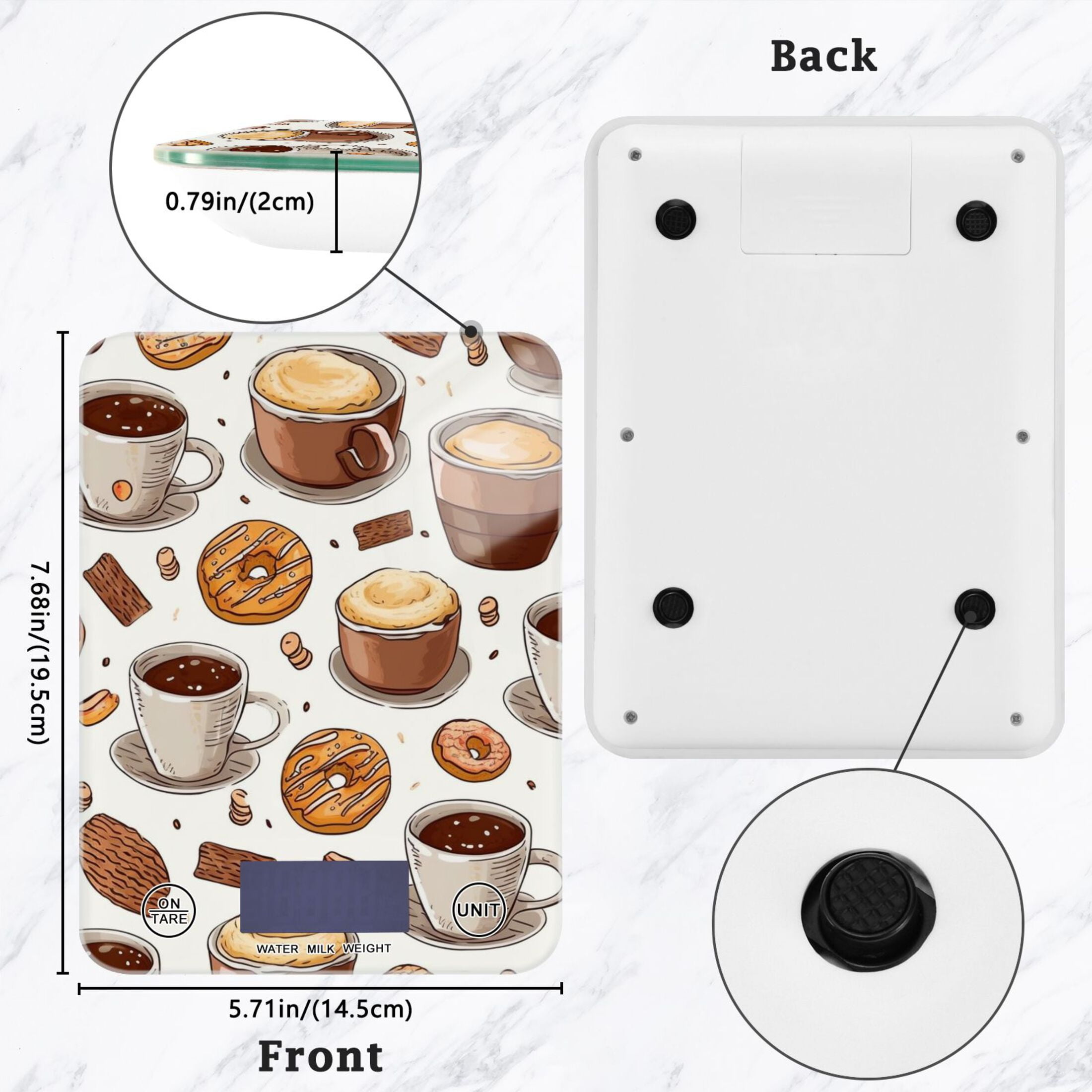 Donuts Coffee Biscuits Food Scale Digital Kitchen Scale Waterproof Tempered Glass Tare Function 11 lb for Baking Cooking Meal Prep