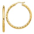 thumbnail image 2 of Auriga 14k Yellow Gold 3mm Hoop Earrings for Women(L- 39.45mm, W- 38mm), 2 of 5