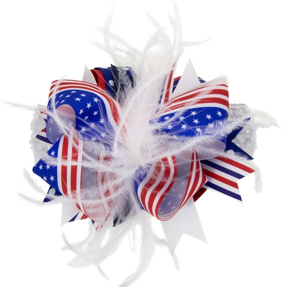 Zatoumnr Patriotic Headband American Flag Headband Hair Bow Elastic Hairband For Independence Day 4th of July Party Accessories Favors Decorations