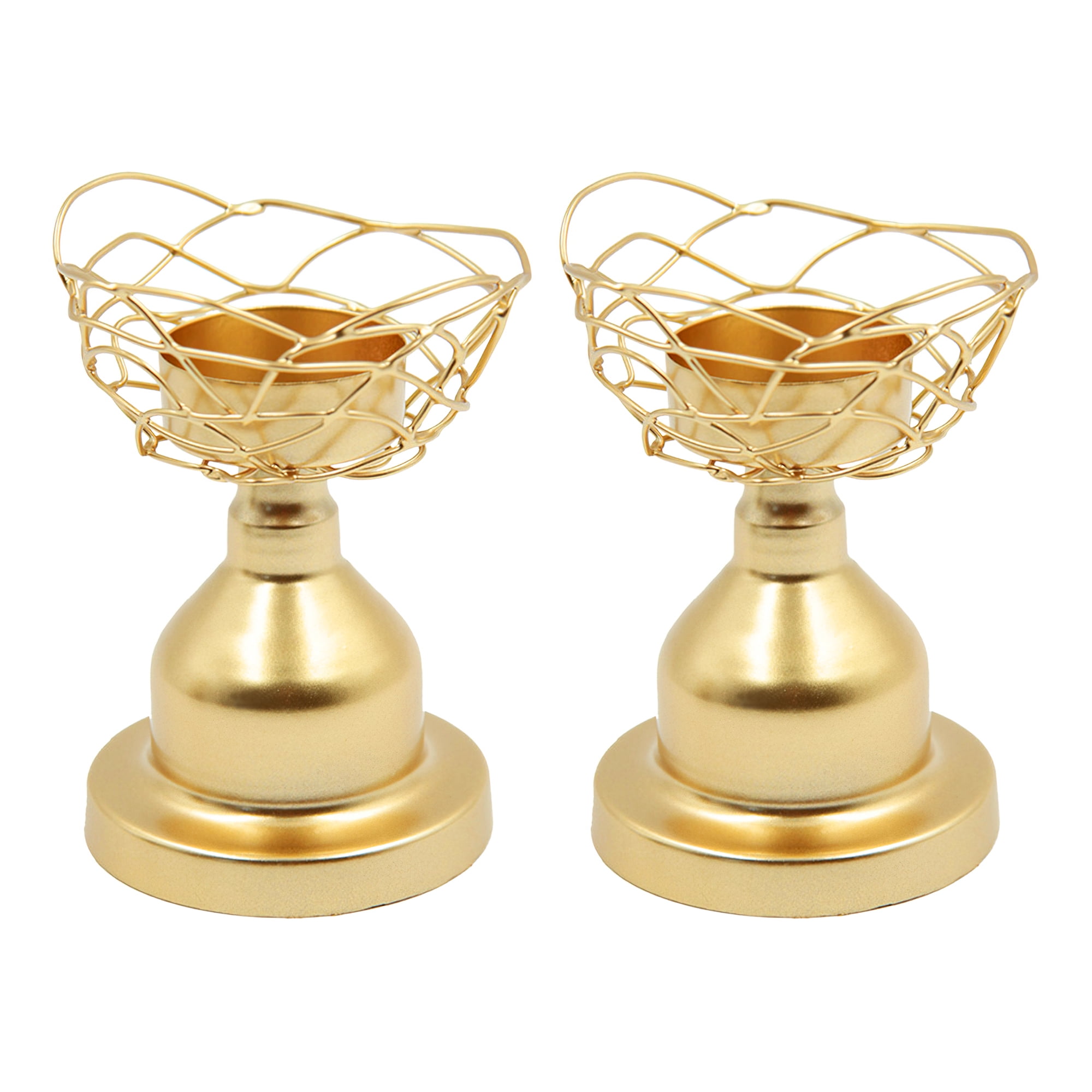 MKLZ Gold Bird Nests Candle Holders, Set of 2 Iron Candlesticks Holders