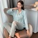 thumbnail image 3 of Pijamas de seda de hielo para mujer, manga larga, pantalones largos, primavera y otoño, conjunto de dos piezas, pijamas de lujo, moda de ocio, ropa de dormir femenina, 3 of 5