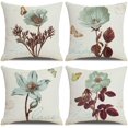 thumbnail image 1 of Funda de almohada 45x45, juego de lino de algodón de 4 piezas Decoración de sofá Textiles para el hogar Funda de almohada súper suave Textiles para el hogar Sala de estar Dormitorio Sofá Plantas verdes ER, 1 of 5