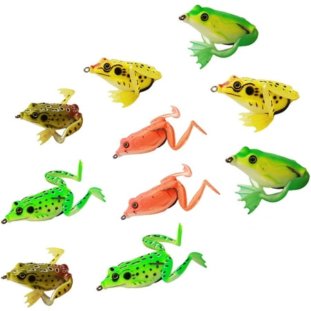 Ufish Soft Frog Fishing Lure Set Bass Topwater Frog Legged Bait Fishing Sets - Top Water Bass Lure - Artificial Topwater Lures - Colorful Assorted Frog Tackle Kit Ideal for Fresh Water