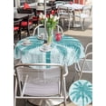 thumbnail image 5 of Outdoor Tablecloth with Umbrella Hole for Patio/Picnic/Party/Camping, Teal Palm Tree Waterproof Table Cloth Round Cover Washable, Tropical Summer Coastal Vintage Turquoise (Dia 60"), 5 of 9