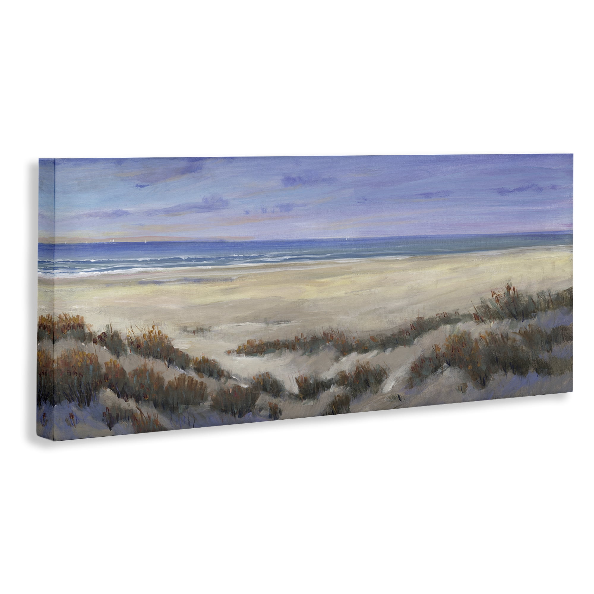 Stupell Industries Traditional Grassy Beach Nautical & Beach Painting Wrapped Canvas Art Print Wall Art, 24 x 10