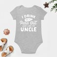 thumbnail image 4 of Drink Til I Pass Out Like My Uncle Baby Bodysuit – Funny Infant One-Piece for Boys Girls, Newborn Gift Outfit Gray-style 12months, 4 of 7