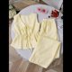 thumbnail image 3 of Conjunto de Dos Piezas de Verano para Mujer, con Estampado de Rayas, Sin Mangas, con Cordones, Camiseta Sin Mangas y Pantalones para Playa Amarillo L, 3 of 8