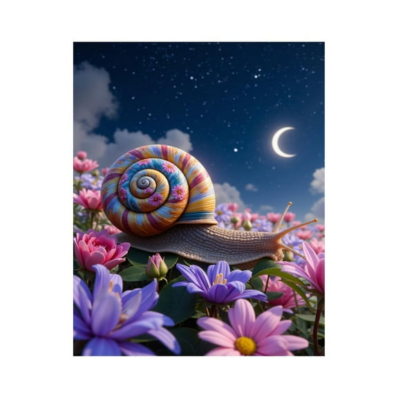 Paint by Numbers Kit for Adults, Colorful Snail Night Blossoms Paint by Numbers, Easy Paint by Numbers Kit for Adults Beginner, DIY Adult Paint by Number Kits on Canvas, 12x16in Home Decor