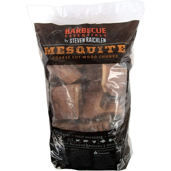 Steven Raichlen's Project Smoke Smoking Wood Chunks (Mesquite) - 5 Pound Bag Kiln Dried BBQ Large Cut Chips- All Natural Barbecue Smoker Chunks- 420 cu. in. (0.006m³) (May Receive in a Bag or Box)