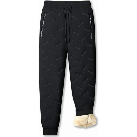 Unisex Fleece-Lined Waterproof Pants - Warm Waterproof Joggers for Men & Women, Winter Sweatpants with Zip Pockets for Hiking, Skiing, Outdoor Activities