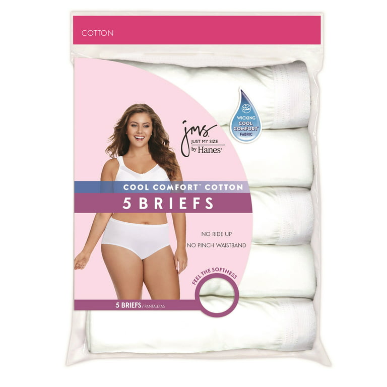 Just My Size Women's Plus Size Fresh & Dry Briefs 3-Pack, Assorted