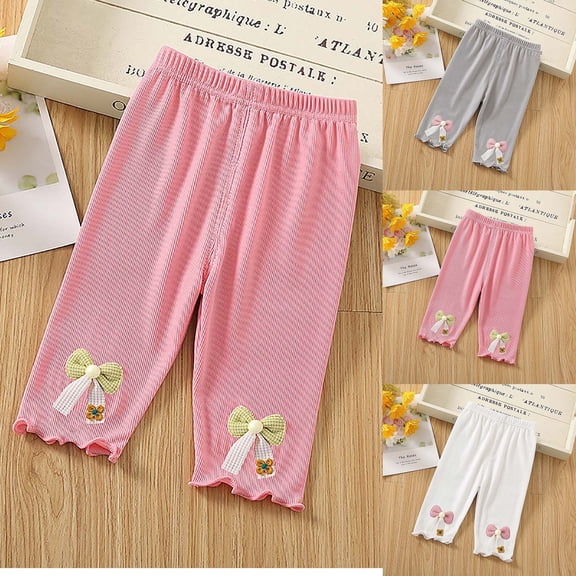 Antinious Children Girls Solid Soft Breathable Slim Versatile Outer Daily Full Length Pants Leggings