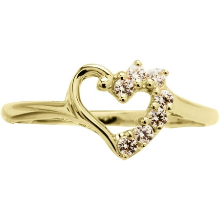 Believe by Brilliance Cubic Zirconia Accent Heart Ring in 10kt Yellow Gold, Size 7