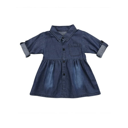

Lookwoild Kids Baby Girl Denim Jeans One Picece Princess Dress Long Sleeve Skirt
