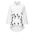 thumbnail image 5 of Blusa con bolsillo y estampado de solapa con botones de manga larga informal para mujer Pompotops FGAJ20563, 5 of 5