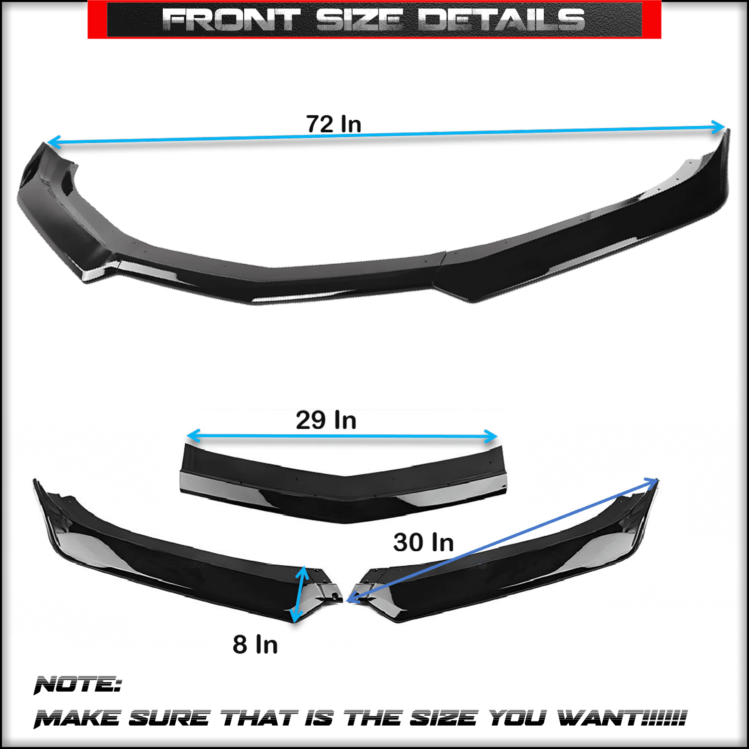 Booming up Front Bumper Lip Splitter Fit for Chevy Camaro LT/LS/RS/SS Models 2016-2023 (Will Not Fit ZL1 Bumper Models) Gloss Black