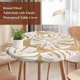 thumbnail image 3 of Light Brown Monstera Deliciosa Round Tablecloth 36-44 Inch Round Fitted Table Cloth with Elastic Edge, Tropical Summer Botanical Waterproof Table Cover Protector for Outdoor Picnic Party Dining, 3 of 9