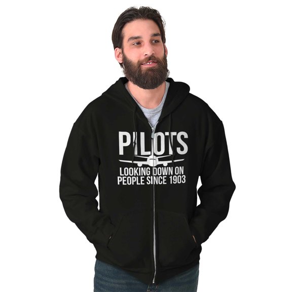 Looking Down On People 1903 Pilot Unisex Fleece Graphic Zip Up Hoodie Brisco Brands 2X