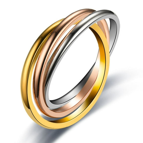 Stainless steel three ring ring, able titanium steel ring for lovers