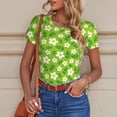 thumbnail image 6 of Fotbe Daisies Flowers Women's Crew Neck Short Sleeves Bodysuit Tops Round Neck Slim Sleeveless Soft Comfortable Basic-Small, 6 of 7
