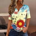 thumbnail image 5 of SwiftWear Women American Flag Graphic V Neck T shirts 4th of July Short Sleeve Button-Down Patriotic Tee Casual Tops Summer Outfits, 5 of 8