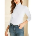 thumbnail image 2 of Women's Long Sleeve Slim Fit Mock Turtleneck Basic T-Shirts Blouse Tops, 2 of 5