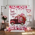 thumbnail image 4 of Valentine's Day Shower Curtain Pink Truck Bathroom Curtains with Hooks, Waterproof Fabric Romantic Rose Love Heart Bath Shower Curtains Set for Bathroom Bathtubs Valentines Decor 72x72 Inch, 4 of 9