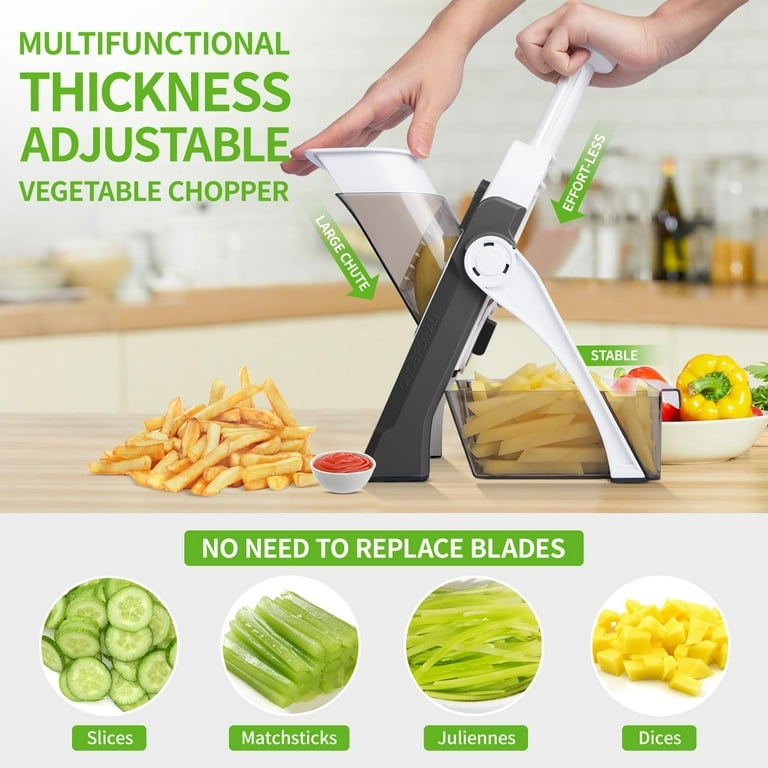 Mandoline Vegetable Slicer Adjustable Thickness Potato Onion Chopper Safe Upright Dicer (Blue)