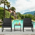 thumbnail image 4 of 3 Piece Patio Furniture Sets Wicker Patio Chairs Rattan Outdoor Bistro Set Outdoor Furniture for Backyard Porch Poolside Lawn,Black Cushion, 4 of 7