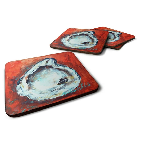 Carolines Treasures MW1321FC Char Broiled Oyster Foam Coaster Set of 4 3 1/2 x 3 1/2 multicolor