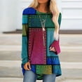 thumbnail image 3 of HAPIMO Rollbacks Womens Fall Fashion Shirts Casual Long Sleeve Trendy Geometric Tunic Tops Plus Size Crewneck Sweatshirts Teen Girls Clothes Hot Pink S, 3 of 5
