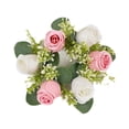 thumbnail image 3 of Corona de anillo de vela Floral Artificial, decoración de vela Floral de mesa falsa, anillo de flor de vela para decoración de mesas del hogar Rosa, 3 of 9