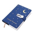 thumbnail image 3 of Diario A5 con cerradura, cuaderno de cuero con cerradura, diario de estrellas y luna, azul marino, 3 of 7