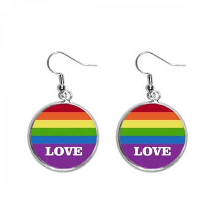 love lgbt rainbow ear dangle silver drop ear jewelry woman