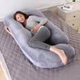 thumbnail image 4 of Pregnancy Pillow for Sleeping, Extra Large J Shaped Body Pillow, Maternity Pillow for Pregnant Women with Velvet Cover, Grey, 57x27.5 inch, 4 of 9