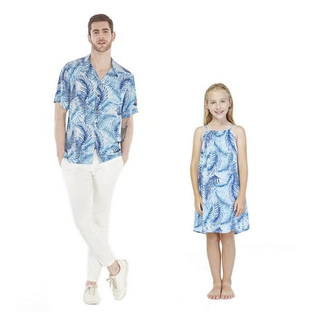 

Matching Father Daughter Hawaiian Luau Shirt Round Neck Dress