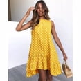 thumbnail image 2 of Vestido De Mujer Sin Mangas Chaleco De Puntos Vestido Suelto De Cuello Redondo Con Volantes, Amarillo, XXL Yuarrent AP002086-11, 2 of 7