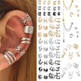 thumbnail image 2 of Pendientes de Clip de hojas de Color de plata para mujer y hombre, aretes creativos simples en forma de C, sin perforación, conjunto con rizador de oreja, regalo de joyería de tendencia, 2 of 4