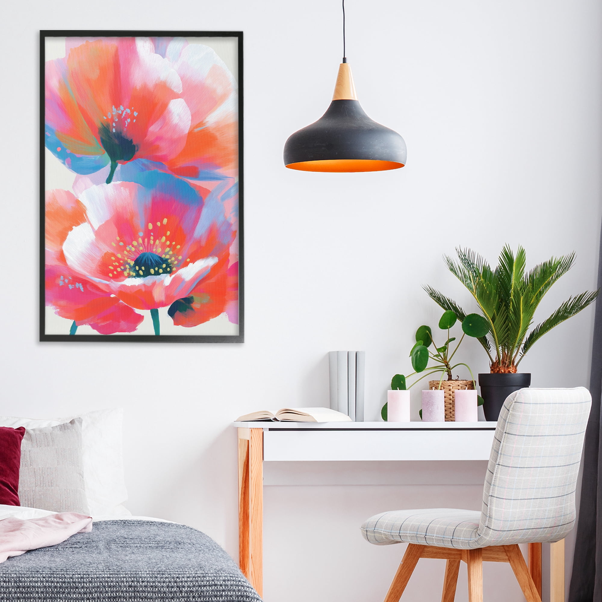 Stupell Industries Poppies in Soft Light Black Framed Giclee Art, design by Chromatic Storm Studio