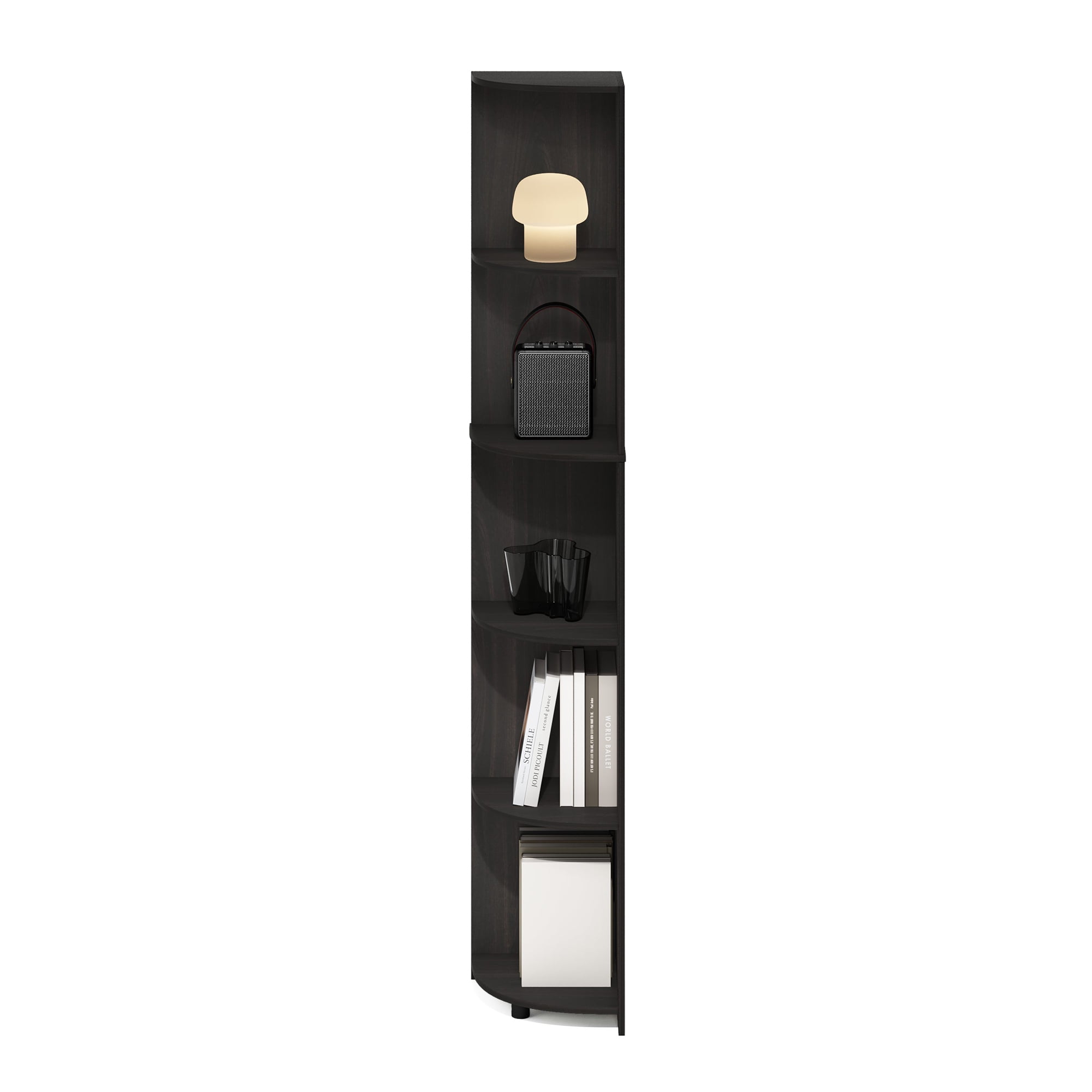 Furinno ECON 5-Tier Corner Shelf Bookcase in Bookshelf in Espresso