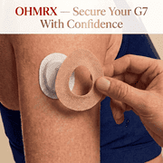 OhmRx Dexcom G7 & Stelo Adhesive Patch + OHM PREP Skin Prep Wipe – Waterproof, Pre‑Cut Tan Patch Combo, 25‑Pack